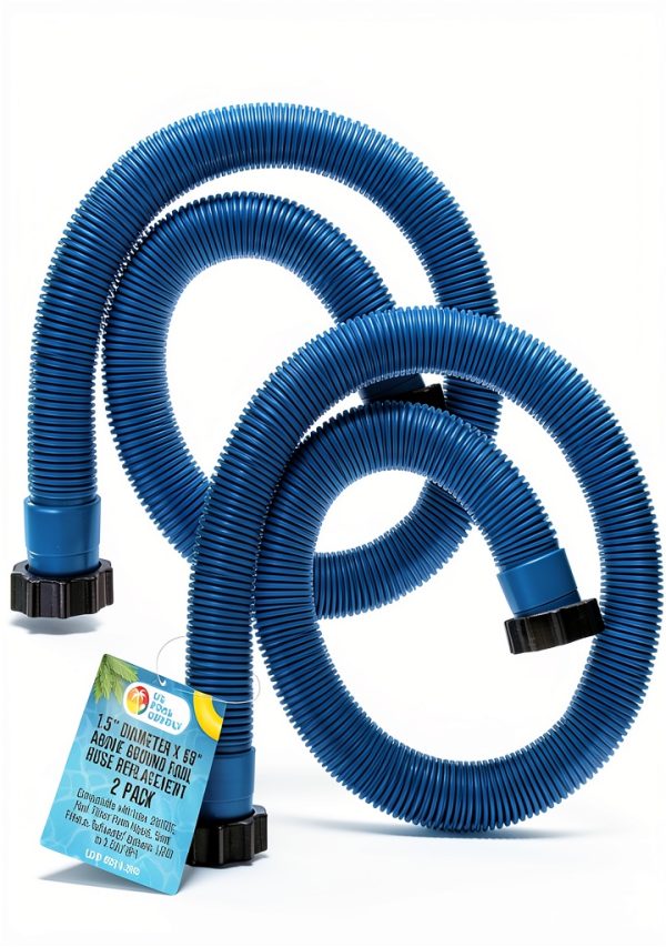 U.S. Pool Supply Above Ground Pool Hose Replacement 1.5" Diameter x 59" Long, Pack of 2, Blue - Compatible with Intex 29060E, Pool Filter Pump Hoses, Sand Filters, Saltwater Systems 1,500 to 2,500 GPH-0